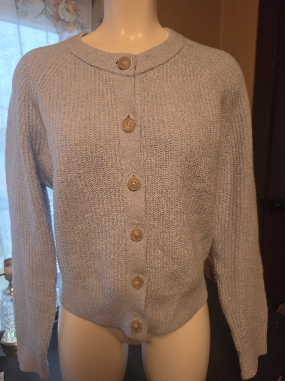 Universal Thread Light Gray Button-Front Knit Cardigan